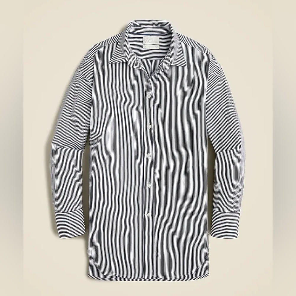 Jcrew Relaxed-fit crisp cotton poplin shirt in navy stripe